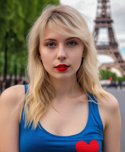 french digital background,paris clip art,french valentine,eiffel,paris,girl in t-shirt,portrait background,bonjour bongu,girl in red dress,blonde woman,vive la france,red lipstick,red lips,red background,romantic portrait,blonde girl,city ​​portrait,french culture,blond girl,on a red background,Photography,General,Realistic