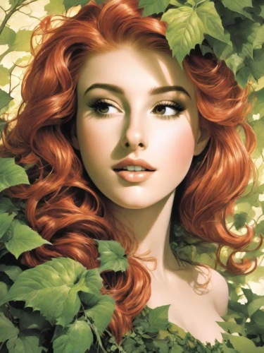 poison ivy,celtic woman,red-haired,redheads,background ivy,dryad,ivy,merida,red head,redhair,faery,redheaded,faerie,clary,the enchantress,fae,fantasy woman,celtic queen,secret garden of venus,fantasy portrait