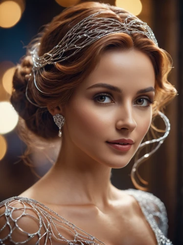 bridal jewelry,bridal accessory,cinderella,victorian lady,celtic woman,romantic portrait,princess sofia,bridal clothing,fairy tale character,diadem,princess anna,romantic look,debutante,fairy queen,artificial hair integrations,bridal,celtic queen,enchanting,miss circassian,princess' earring,Photography,General,Cinematic