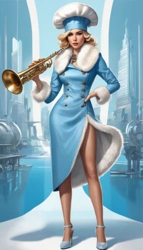 trumpet player,majorette (dancer),stewardess,flautist,trombone player,saxophone player,flugelhorn,soprano,cigarette girl,trumpeter,jazz singer,rockabella,lady medic,music fantasy,saxhorn,the snow queen,tuba,female nurse,trombonist,blues and jazz singer,Conceptual Art,Sci-Fi,Sci-Fi 06