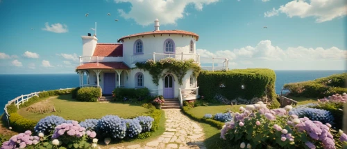 house of the sea,lighthouse,fairy tale castle,fairytale castle,miniature house,seaside resort,beautiful home,little house,home landscape,house by the water,mushroom island,victorian house,summer house,petit minou lighthouse,3d fantasy,summer cottage,fairy chimney,seaside country,villa,fantasy picture,Photography,General,Cinematic