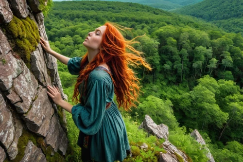 celtic woman,rapunzel,girl with tree,mountain spirit,free wilderness,the girl next to the tree,elven forest,nature love,the spirit of the mountains,elven,live in nature,dryad,treeing feist,the enchantress,beauty in nature,celtic tree,green forest,mother nature,fantasy picture,people in nature,Conceptual Art,Fantasy,Fantasy 15