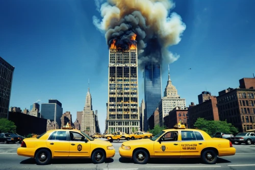 new york taxi,yellow taxi,yellow cab,city in flames,911,9 11,the conflagration,taxicabs,fire-fighting,taxi cab,september 11,fire disaster,terrorist attacks,fire fighting technology,inflammable,wtc,fire fighting,1wtc,1 wtc,firefighting,Photography,Artistic Photography,Artistic Photography 14