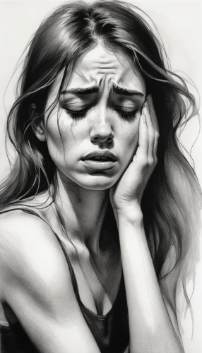depressed woman,charcoal drawing,stressed woman,child crying,worried girl,anxiety disorder,sad woman,frustration,charcoal pencil,digital painting,sorrow,frustrated,tearful,scared woman,anguish,hand digital painting,woman face,worried,wall of tears,grief,Photography,Black and white photography,Black and White Photography 04