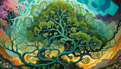 flourishing tree,celtic tree,tree of life,colorful tree of life,magic tree,the branches of the tree,watercolor tree,painted tree,tree and roots,dragon tree,forest tree,the branches,the roots of trees,dryad,mother earth,tree canopy,cardstock tree,tree,branching,green tree,Illustration,Vector,Vector 03