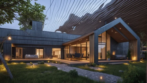 3d rendering,modern house,cubic house,timber house,render,grass roof,inverted cottage,modern architecture,cube house,smart home,dunes house,folding roof,smart house,eco-construction,wooden house,archidaily,landscape design sydney,roof landscape,slate roof,residential house,Photography,General,Realistic