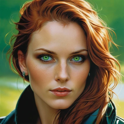 green eyes,black widow,katniss,women's eyes,transistor,fire eyes,fantasy portrait,emerald,red-haired,the enchantress,celtic queen,colour pencils,scarlet witch,firestar,lokportrait,fantasy woman,clary,green,heterochromia,cat eyes,Conceptual Art,Fantasy,Fantasy 07