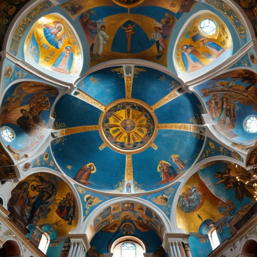dome roof,ceiling,greek orthodox,temple of christ the savior,dome,baptistery,rila monastery,cupola,prislop monastery,the ceiling,frescoes,church of jesus christ,baroque monastery church,alexander nevski church,sihastria monastery putnei,vaulted ceiling,putna monastery,byzantine architecture,saint isaac's cathedral,minor basilica,Illustration,Realistic Fantasy,Realistic Fantasy 43
