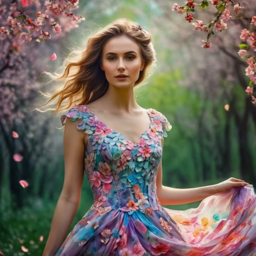 girl in flowers,beautiful girl with flowers,girl in a long dress,spring background,floral dress,springtime background,ballerina in the woods,colorful floral,floral background,flower fairy,faerie,floral,faery,fairy queen,a girl in a dress,enchanting,girl in the garden,colors of spring,vintage floral,spring blossom,Photography,General,Fantasy