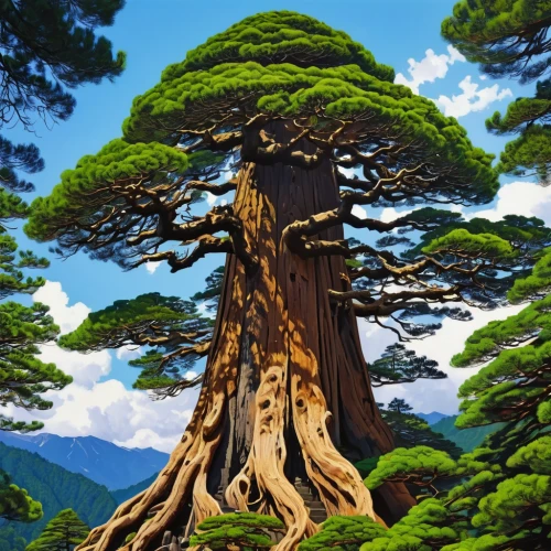 dragon tree,araucaria,canarian dragon tree,chilean cedar,the japanese tree,american pitch pine,old-growth forest,cedar,pine tree,redwood tree,hokka tree,tree mushroom,yakushima,bigtree,oregon pine,pine-tree,shortstraw pine,watercolor pine tree,western yew,chile pine