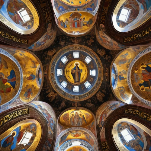 rila monastery,dome roof,greek orthodox,prislop monastery,ceiling,byzantine architecture,st mark's basilica,temple of christ the savior,church of jesus christ,cupola,baptistery,putna monastery,dome,church of the resurrection,the ceiling,basilica of saint peter,saint isaac's cathedral,pentecost,sihastria monastery putnei,the interior of the,Illustration,Realistic Fantasy,Realistic Fantasy 43