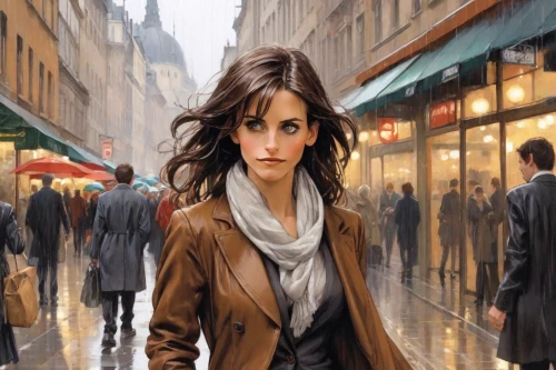 woman at cafe,girl walking away,woman walking,world digital painting,woman shopping,woman thinking,city ​​portrait,girl in a long,the girl at the station,a pedestrian,woman holding a smartphone,pedestrian,oil painting on canvas,oil painting,sci fiction illustration,bussiness woman,art painting,woman with ice-cream,street scene,walking in the rain,Digital Art,Comic