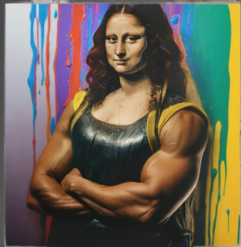 mona lisa,muscle woman,the mona lisa,leonardo da vinci,strong woman,strong women,woman strong,muscular,art,vinci,ronda,biceps,muscle icon,painting technique,zuccotto,popular art,michelangelo,modern pop art,arms,hard woman