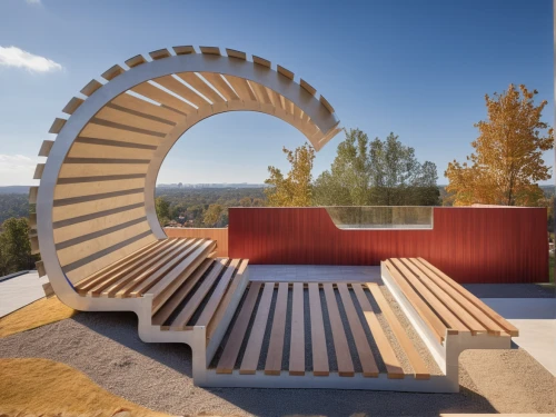 outdoor bench,outdoor sofa,amphitheater,circular staircase,playground slide,outdoor furniture,red bench,moveable bridge,semi circle arch,outdoor table,wooden bench,wood doghouse,cubic house,outdoor structure,outdoor table and chairs,winding staircase,3d bicoin,archidaily,spiral stairs,wooden stairs,Photography,General,Realistic