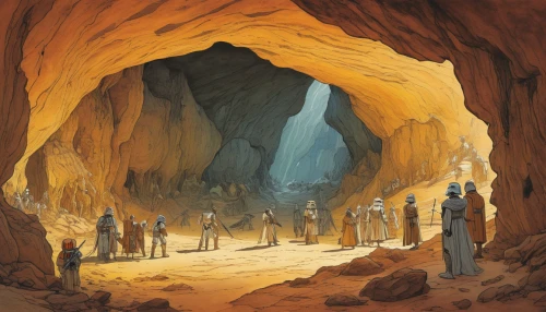 cave tour,speleothem,pit cave,guards of the canyon,al siq canyon,the limestone cave entrance,the blue caves,cave,blue cave,caving,blue caves,slot canyon,glacier cave,red canyon tunnel,sea caves,stalagmite,cave church,pilgrims,qumran caves,lava tube,Illustration,Realistic Fantasy,Realistic Fantasy 04