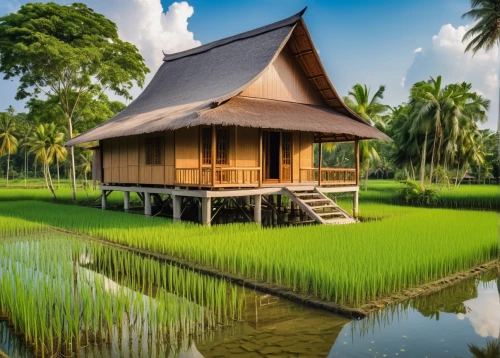 stilt house,ricefield,paddy field,rice paddies,the rice field,rice fields,rice field,stilt houses,ubud,asian architecture,cambodia,siem reap,inle lake,rice cultivation,southeast asia,indonesia,vietnam,floating huts,backwaters,traditional house,Photography,General,Realistic