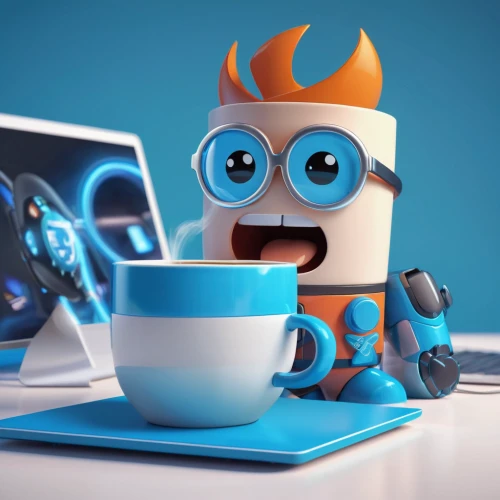cinema 4d,blur office background,3d render,3d model,character animation,3d rendered,coder,coffee break,coffeemaker,animated cartoon,3d modeling,electric kettle,office cup,cute cartoon image,animator,vimeo icon,social bot,cute cartoon character,chatbot,blue coffee cups,Unique,3D,3D Character