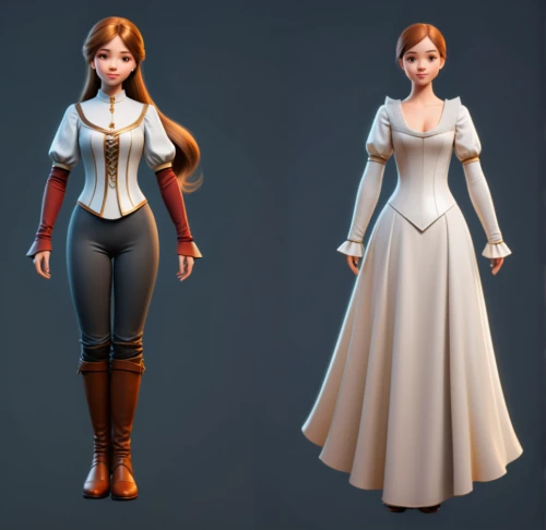 princess anna,women's clothing,fairytale characters,3d model,fairy tale icons,fairy tale character,women clothes,suit of the snow maiden,cinderella,bridal clothing,costumes,ladies clothes,elsa,rapunzel,disney character,costume design,collected game assets,game characters,character animation,3d figure,Conceptual Art,Fantasy,Fantasy 01