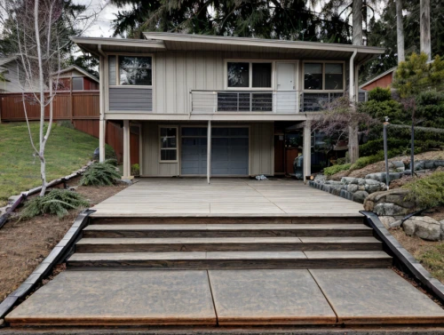 wheelchair accessible,mid century house,handicap accessible,wood deck,ruhl house,garden elevation,residential house,paved square,prefabricated buildings,outside staircase,official residence,north american fraternity and sorority housing,the threshold of the house,timber house,henry g marquand house,residence,driveway,wooden decking,residential building,concrete slabs