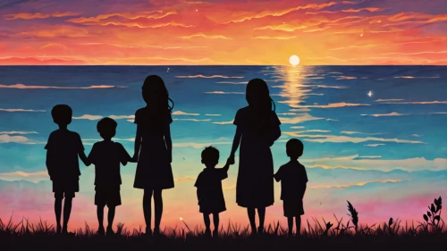 the dawn family,easter island,women silhouettes,silhouette art,travelers,arrowroot family,horsetail family,families,indigenous painting,hemp family,a collection of short stories for children,easter islands,harmonious family,mermaid silhouette,the mother and children,the people in the sea,parents and children,parents with children,kids illustration,studio ghibli,Illustration,Abstract Fantasy,Abstract Fantasy 02