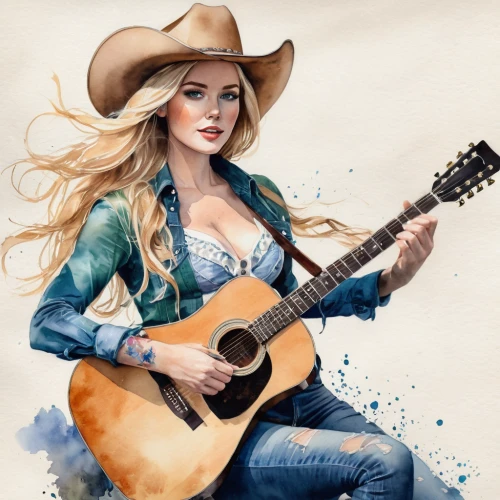 guitar,country song,playing the guitar,painted guitar,countrygirl,vector illustration,country,country-western dance,the guitar,country style,cowgirl,concert guitar,country dress,bluegrass,acoustic guitar,trisha yearwood,watercolor,bluejeans,heidi country,music artist