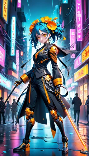 cyberpunk,noodle image,yang,katana,cyber,tracer,samurai,transistor,swordswoman,vector girl,noodle,samurai fighter,hatsune miku,cyber glasses,cg artwork,hong,shinobi,ninja,nova,vocaloid,Anime,Anime,General