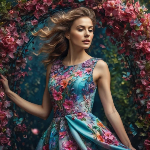 floral dress,girl in flowers,colorful floral,floral background,floral,beautiful girl with flowers,vintage floral,flower wall en,floral heart,girl in the garden,falling flowers,flora,japanese floral background,flower background,spring background,splendor of flowers,flowery,floral composition,girl in a wreath,floral mockup,Photography,General,Fantasy
