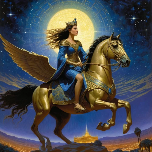 constellation unicorn,constellation centaur,zodiac sign libra,joan of arc,golden unicorn,the zodiac sign pisces,the zodiac sign taurus,goddess of justice,pegasus,sagittarius,queen of the night,zodiac sign gemini,horoscope libra,fantasy woman,centaur,horoscope taurus,warrior woman,heroic fantasy,athena,star mother,Illustration,Realistic Fantasy,Realistic Fantasy 03