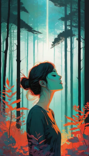 fireflies,in the forest,forest of dreams,forest,mystical portrait of a girl,forest walk,digital illustration,the forest,ballerina in the woods,sci fiction illustration,haunted forest,girl with tree,undergrowth,light bearer,digital painting,light of autumn,the woods,wanderer,forest dark,immersed,Illustration,Paper based,Paper Based 19
