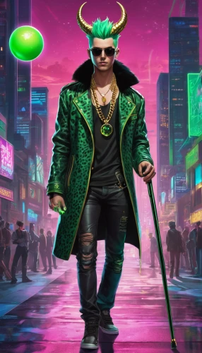 riddler,cyberpunk,spike,gangstar,supervillain,streampunk,matrix,dj,leprechaun,stylish boy,scallion,villain,rainmaker,loki,green jacket,spotify icon,green goblin,dodge warlock,dean razorback,kingpin,Conceptual Art,Sci-Fi,Sci-Fi 06