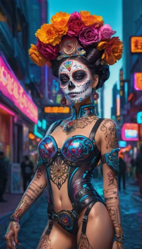 la catrina,catrina calavera,la calavera catrina,catrina,dia de los muertos,sugar skull,calaverita sugar,day of the dead,el dia de los muertos,day of the dead frame,calavera,day of the dead truck,neon body painting,muerte,mexican culture,day of the dead skeleton,days of the dead,voodoo woman,sugar skulls,masquerade,Conceptual Art,Sci-Fi,Sci-Fi 03