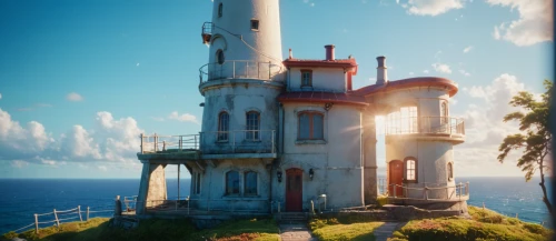 lighthouse,petit minou lighthouse,red lighthouse,light house,electric lighthouse,house of the sea,fairy chimney,lookout tower,abandoned place,seaside country,light station,seaside resort,studio ghibli,lifeguard tower,abandoned,little house,3d render,watertower,crisp point lighthouse,observation tower,Photography,General,Cinematic