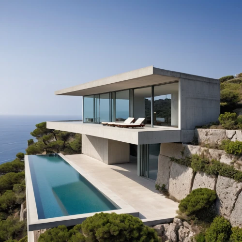 dunes house,modern architecture,modern house,luxury property,holiday villa,pool house,cubic house,summer house,house by the water,holiday home,private house,cliff top,infinity swimming pool,beach house,luxury real estate,beautiful home,house of the sea,cube house,residential house,roof landscape,Photography,General,Realistic
