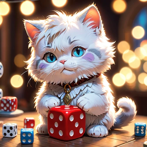 blue eyes cat,cat with blue eyes,tea party cat,poker primrose,poker,dice poker,cute cat,white cat,silver tabby,lucky cat,gamble,roll the dice,american shorthair,doll cat,little cat,poker set,cartoon cat,egyptian mau,dice for games,dices,Anime,Anime,Cartoon