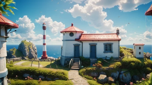 house of the sea,collected game assets,popeye village,dandelion hall,bird kingdom,steam release,myst,monkey island,seaside country,spyglass,peninsula,archipelago,an island far away landscape,little house,knight's castle,witcher,fable,knight village,home landscape,lighthouse,Photography,General,Cinematic
