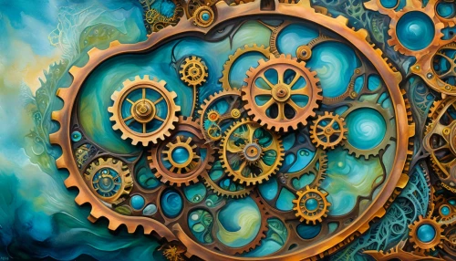 steampunk gears,fractals art,cogs,clockmaker,clockwork,time spiral,gears,fractal art,kinetic art,cogwheel,mechanical puzzle,steampunk,cog,flow of time,watchmaker,fractals,mandala framework,spiral background,radial,biomechanical,Illustration,Realistic Fantasy,Realistic Fantasy 13