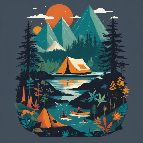 autumn camper,campsite,fishing tent,camping tents,campground,camping gear,camping tipi,camping,campire,campfire,small camper,low poly,tent camping,coniferous forest,tents,low-poly,camping car,camper,mountains,tepee,Illustration,Vector,Vector 08