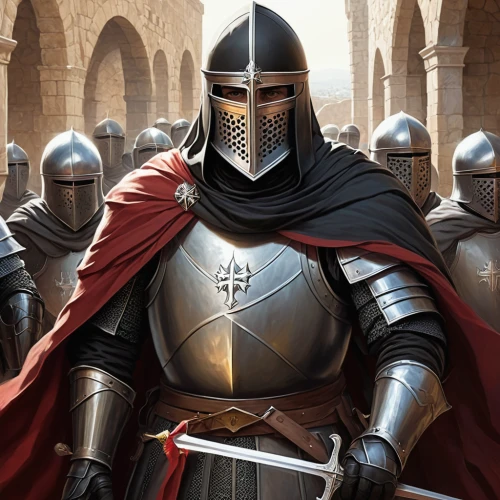 crusader,iron mask hero,templar,knight armor,knight,massively multiplayer online role-playing game,paladin,armored,heavy armour,heroic fantasy,castleguard,armor,wall,hooded man,king arthur,knight tent,armour,medieval,knight festival,the ruler,Conceptual Art,Fantasy,Fantasy 03