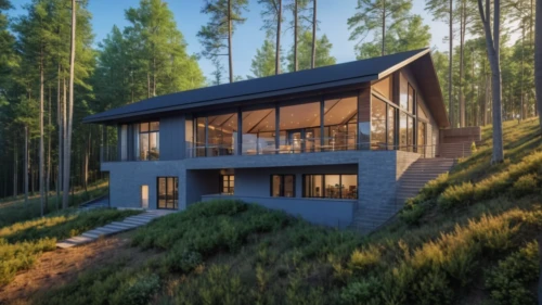timber house,eco-construction,house in the forest,3d rendering,dunes house,modern house,wooden house,house in mountains,modern architecture,house in the mountains,inverted cottage,the cabin in the mountains,grass roof,chalet,render,cubic house,luxury property,smart home,log cabin,frame house,Photography,General,Realistic