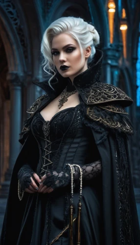 gothic fashion,dark elf,gothic portrait,gothic woman,sorceress,imperial coat,celtic queen,witcher,white rose snow queen,regal,heroic fantasy,dark gothic mood,fantasy portrait,elsa,elven,vampire woman,fantasy woman,the snow queen,gothic style,priestess,Photography,General,Fantasy