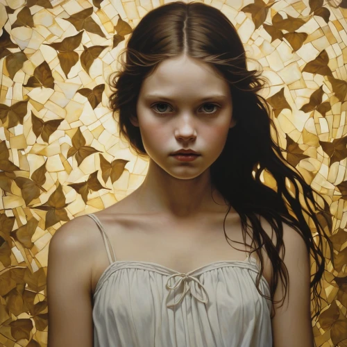 gold leaf,mystical portrait of a girl,mary-gold,gold filigree,golden crown,gold paint strokes,gold foil art,yellow-gold,gilding,golden leaf,gold spangle,portrait of a girl,golden flowers,golden wreath,gold lacquer,cloves schwindl inge,gold wall,gold ribbon,gold leaves,gold paint stroke,Illustration,Realistic Fantasy,Realistic Fantasy 09
