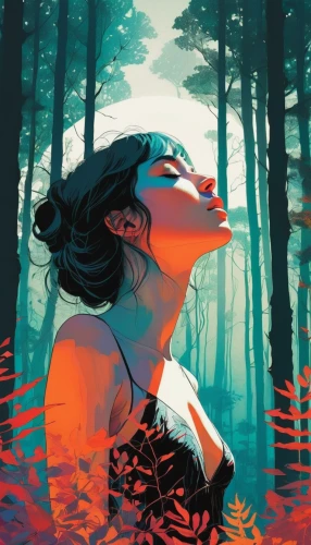 digital illustration,in the forest,sci fiction illustration,forest of dreams,digital artwork,rosa ' amber cover,digital art,siren,mulan,vector illustration,digital painting,rusalka,forest,atala,world digital painting,game illustration,the forest,immersed,book illustration,fantasy portrait,Illustration,Paper based,Paper Based 19