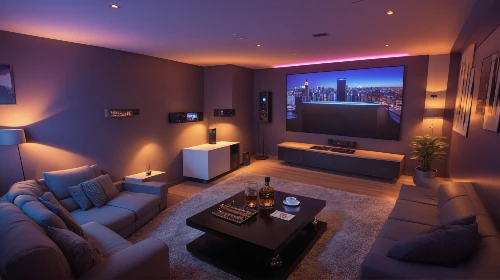 home theater system,home cinema,apartment lounge,modern room,livingroom,modern living room,3d rendering,great room,living room,entertainment center,family room,bonus room,living room modern tv,penthouse apartment,modern decor,game room,interior design,smart home,interior modern design,home automation