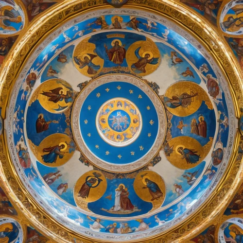 dome roof,ceiling,dome,cupola,baptistery,fresco,greek orthodox,hall roof,the ceiling,st mark's basilica,pentecost,saint isaac's cathedral,chiesa di sant' ignazio di loyola,vatican museum,christ star,kaempferia rotunda,roof domes,byzantine,byzantine architecture,musical dome,Illustration,Realistic Fantasy,Realistic Fantasy 43