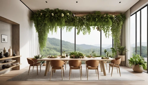 hanging plants,bamboo curtain,flowering vines,intensely green hornbeam wallpaper,hanging plant,modern decor,breakfast room,dining room,wine-growing area,balcony garden,bamboo plants,maidenhair tree,dining table,house plants,green living,contemporary decor,hanging willow,grape vines,interior design,passion vines,Conceptual Art,Daily,Daily 03