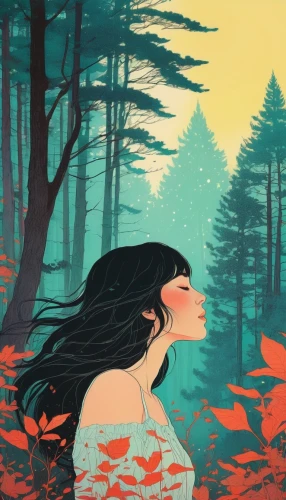 girl with tree,mulan,forest of dreams,falling on leaves,digital illustration,in the forest,the autumn,forest,autumn forest,throwing leaves,ballerina in the woods,autumn idyll,forest background,the forest,book illustration,cool woodblock images,leaves are falling,autumn background,the forests,natura,Illustration,Paper based,Paper Based 19