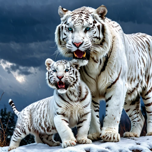 white tiger,white bengal tiger,big cats,white lion family,blue tiger,wild animals,exotic animals,wildlife,wild life,lions couple,lionesses,snow leopard,tigers,cute animals,mother and baby,lion with cub,baby with mom,animal world,mother and son,mother and infant,Photography,General,Realistic