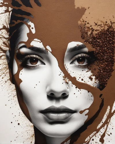 coffee powder,coffee stains,cocoa powder,coffee background,coffee tea illustration,coffee art,coffee watercolor,spilt coffee,coffee tea drawing,image manipulation,woman drinking coffee,french silk,coffee scrub,fashion illustration,painted lady,arabica,woman face,tears bronze,cloves schwindl inge,woman's face,Photography,Artistic Photography,Artistic Photography 06