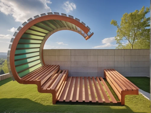 circular staircase,semi circle arch,archidaily,3d bicoin,amphitheater,playground slide,corten steel,moveable bridge,outdoor bench,winding staircase,outdoor sofa,spiral stairs,outdoor structure,garden furniture,outdoor furniture,steel sculpture,cubic house,spiral staircase,garden bench,winding steps,Photography,General,Realistic