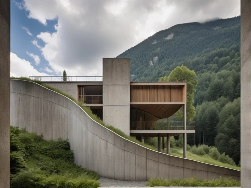 archidaily,house in mountains,corten steel,house in the mountains,eco-construction,exposed concrete,ski jump,hydropower plant,ski jumping,dunes house,concrete construction,modern architecture,timber house,frame house,arhitecture,residential house,ski facility,kirrarchitecture,concrete,concrete plant,Photography,General,Realistic